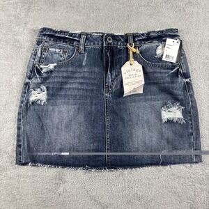 VANILLA STAR Distressed Denim Mini Skirt Size 11 W30 New